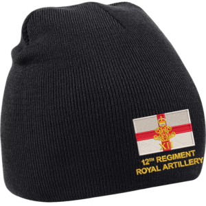 12 Regt RA CR Black Beanie