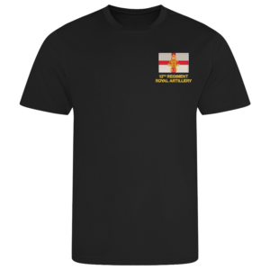 12 Regt RA CR Black Performance T-Shirt