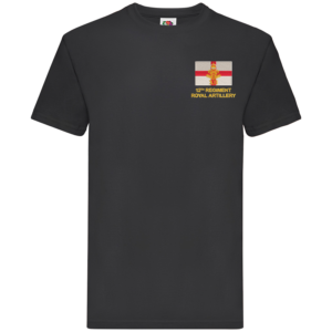 12 Regt RA CR Black Premium Cotton T-Shirt