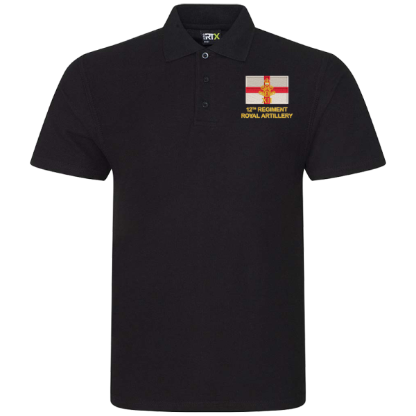 12 Regt RA ER Black Polo Shirt