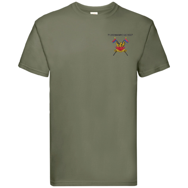 71 (Yeomanry) Sig Regt Classic Olive Premium Cotton T-Shirt