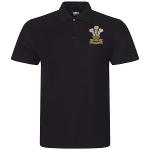 R Welsh Black Polo Shirt