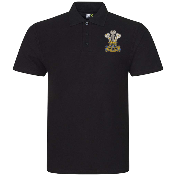 R Welsh Black Polo Shirt